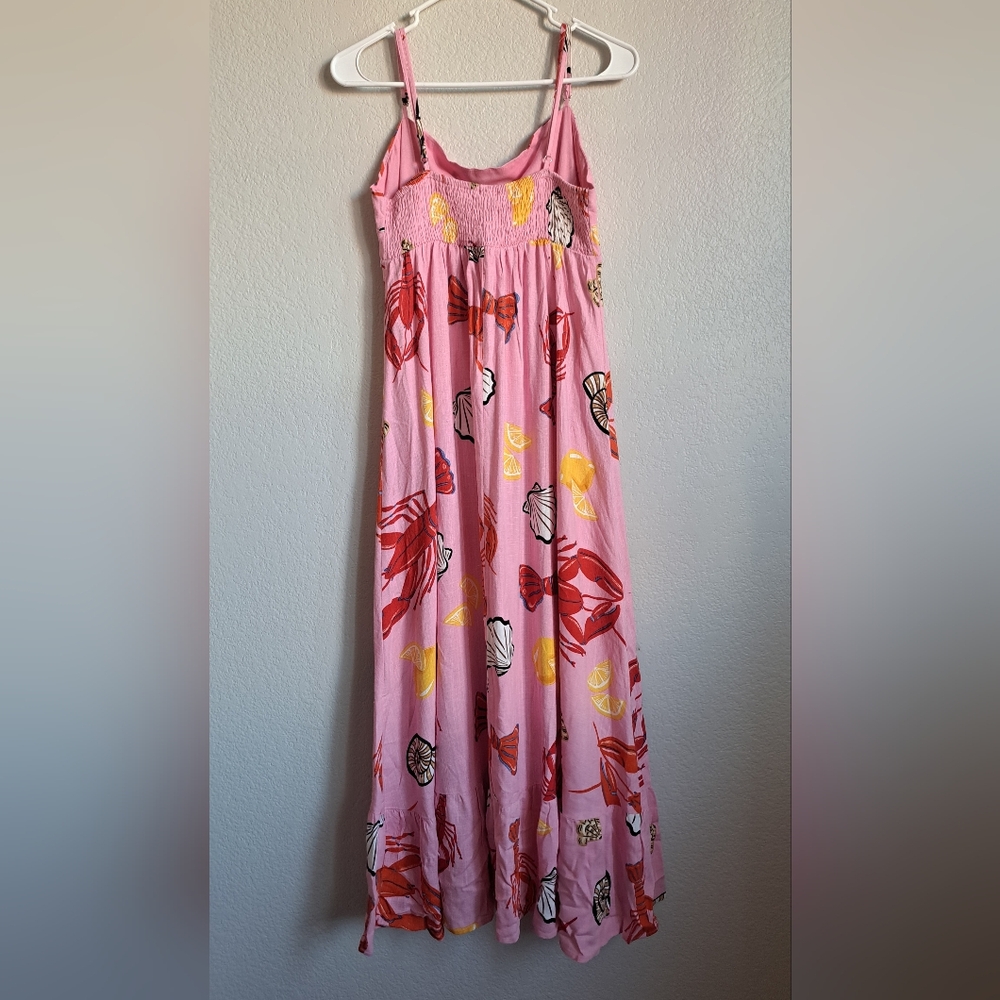 Label Of Love Pink Beach Lobster Shell Print Summer Midi Dress Size Large NWT - Picture 9 of 10
